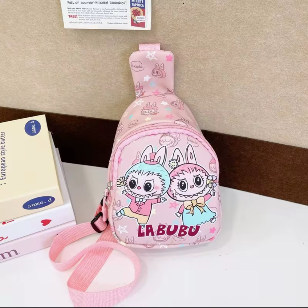 Labubu Shoulder Bag for Kids Assorted Colors, Double Labubu Pink